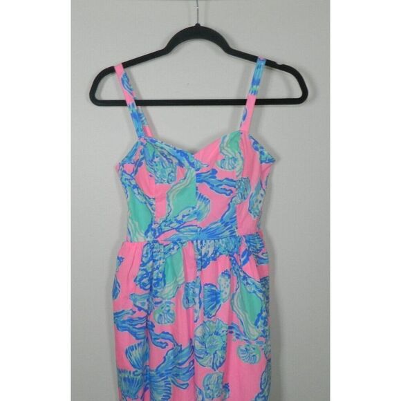 LILLY‎ PULITZER Dress Size 2  Pink Pout Barefoot Princess Seashell Cotton - Picture 4 of 12